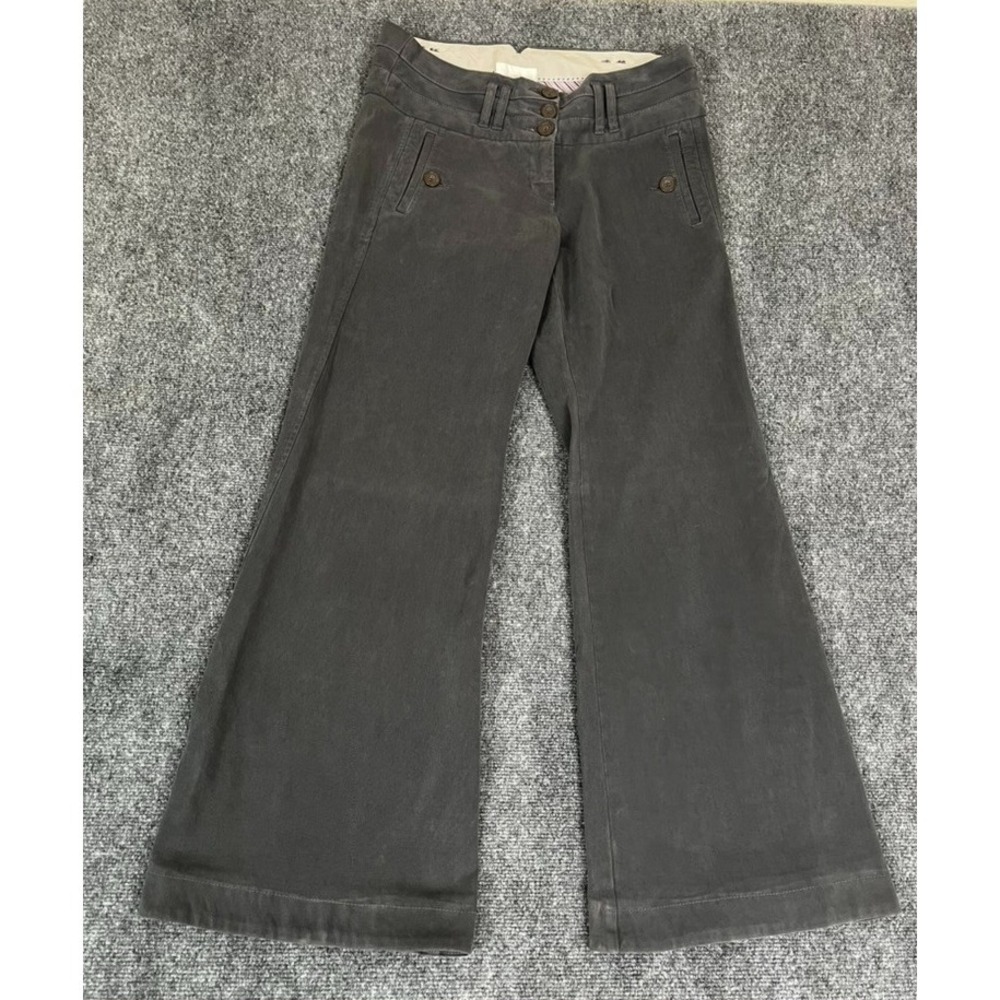 Antropologie Idra Flare Leg Gray‎ Pants Cotton/Elastane Ankle Button Size 8 NWT